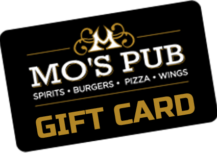 Black and gold Mo's Pub gift card