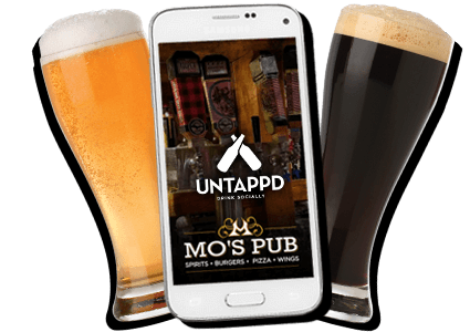 Untappd app showing the Mo's Pub tap list