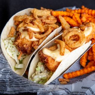 Fish Tacos made famous by Mo's Pub.